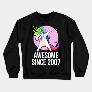 Kid 12 Yrs Old 12th Birthday Unicorn Dabbing 2007 Crewneck Sweatshirt